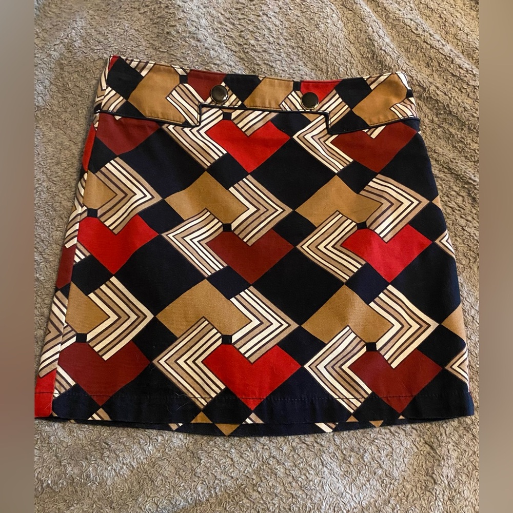 Loft maroon, tan, cream and black mini skirt